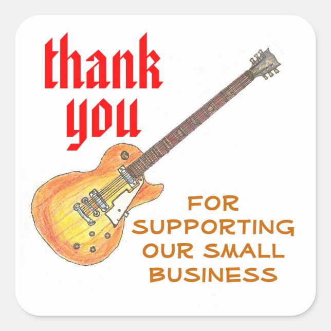Adesivo Quadrado Rótulo de pequena empresa de rock'n'roll (Frente)