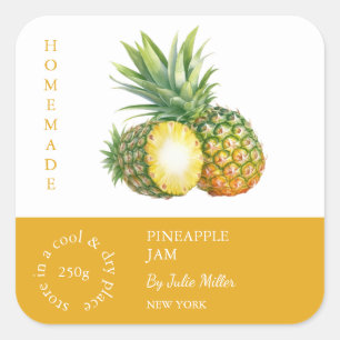 Adesivo Quadrado Rótulo de Pequenas Empresas do Pineapple