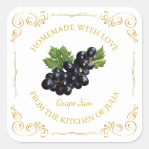 Adesivo Quadrado Rótulo de Praça de Emperramento de Uvas Homemade