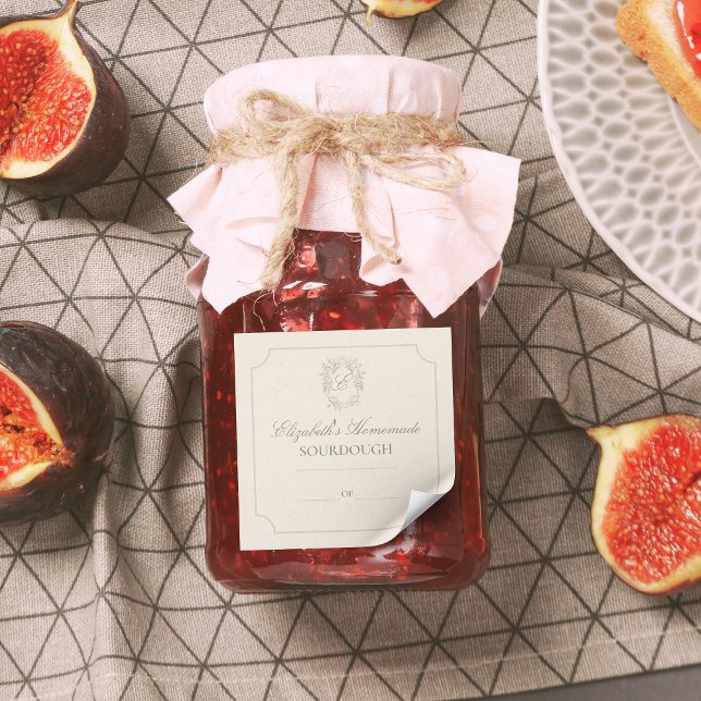 Adesivo Quadrado Rótulo de Presente Caseiro Elegante com Brasão (Add a personal touch to your DIY and homemade gifts with this elegant label.)
