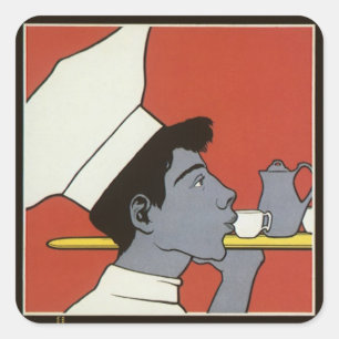 Adesivo Quadrado Rótulo de Produto Antigo, Kakao Chocolate Quente R