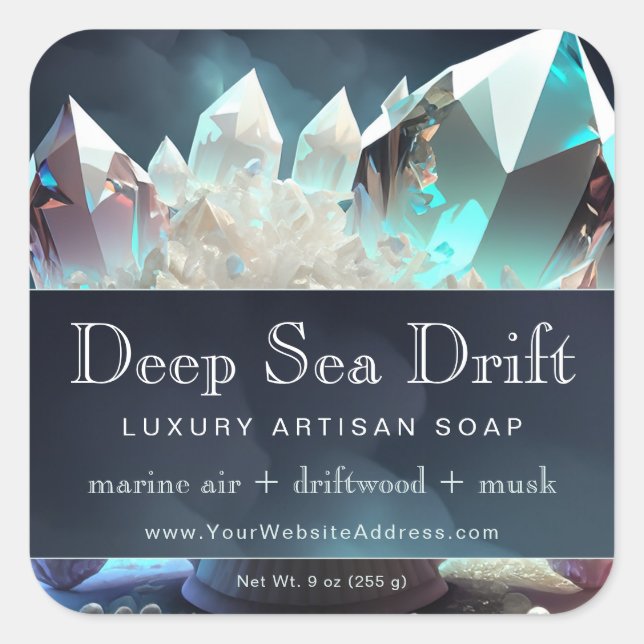 Adesivo Quadrado Rótulo de Produto Artisan Magic do Quartz Crystal (Frente)