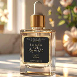 Adesivo Quadrado Rótulo de produto cosmético quadrado - preto e our