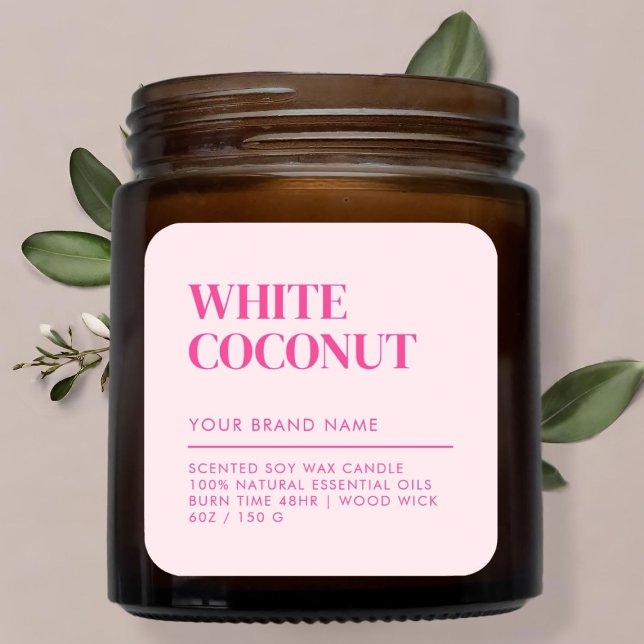 Adesivo Quadrado Rótulo de produto de comida de vela moderna minima (Criador carregado)