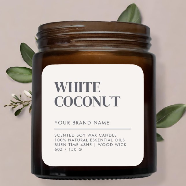 Adesivo Quadrado Rótulo de produto de comida de vela moderna minima (Criador carregado)