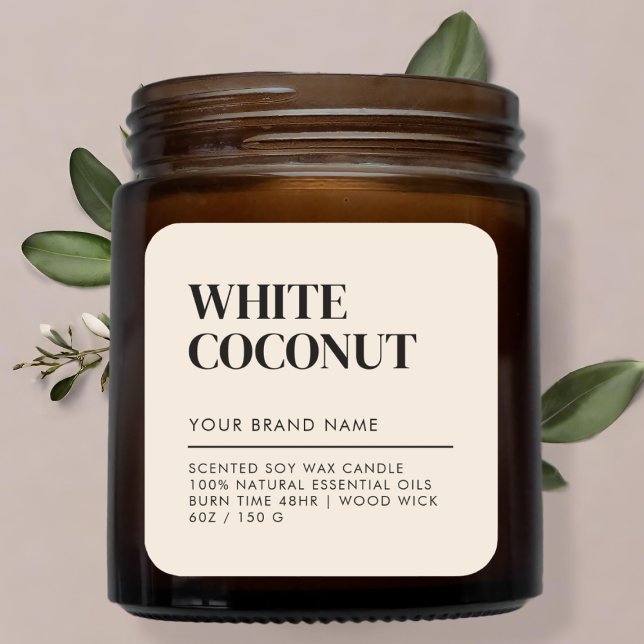 Adesivo Quadrado Rótulo de produto de comida de vela moderna minima (Criador carregado)