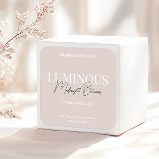 Adesivo Quadrado Rótulo de Produto de Script Elegante Moderno Bege