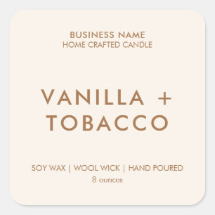 Adesivo Quadrado Rótulo de Produto de Vela Mínima Moderna