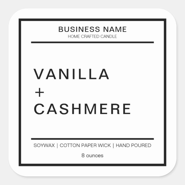 Adesivo Quadrado Rótulo de Produto de Vela Moderna (Frente)