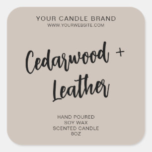Adesivo Quadrado Rótulo de Produto de Vela Moderna Beige Mínima