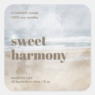 Adesivo Quadrado Rótulo de produto de velas para Modern Boho Beach