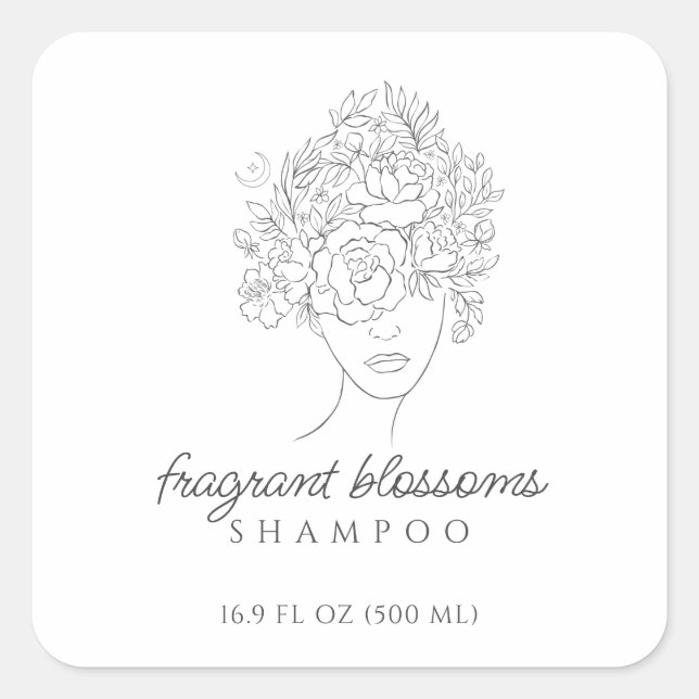 Adesivo Quadrado Rótulo de Produto de Xampu para Cabelo (Frente)