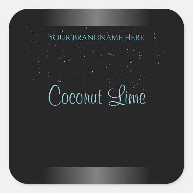 Adesivo Quadrado Rótulo de Produto Mole de Ombre Preto Moderno (Frente)