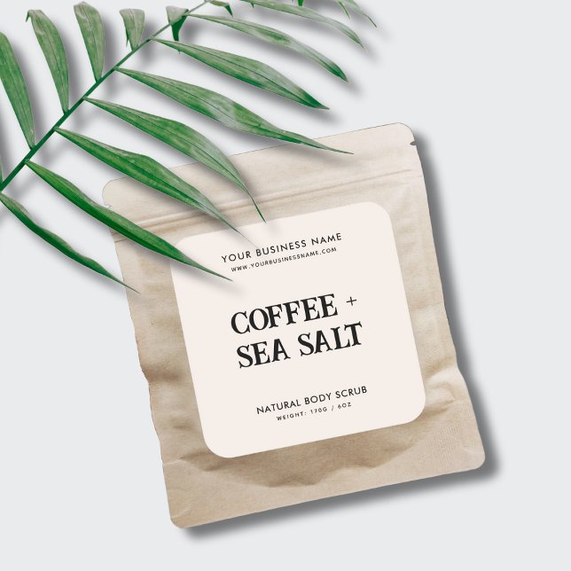 Adesivo Quadrado Rótulo de produto neutro elegante com depuração co (Criador carregado)