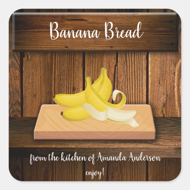 Adesivo Quadrado Rótulo de Produto Pão de Banana (Frente)