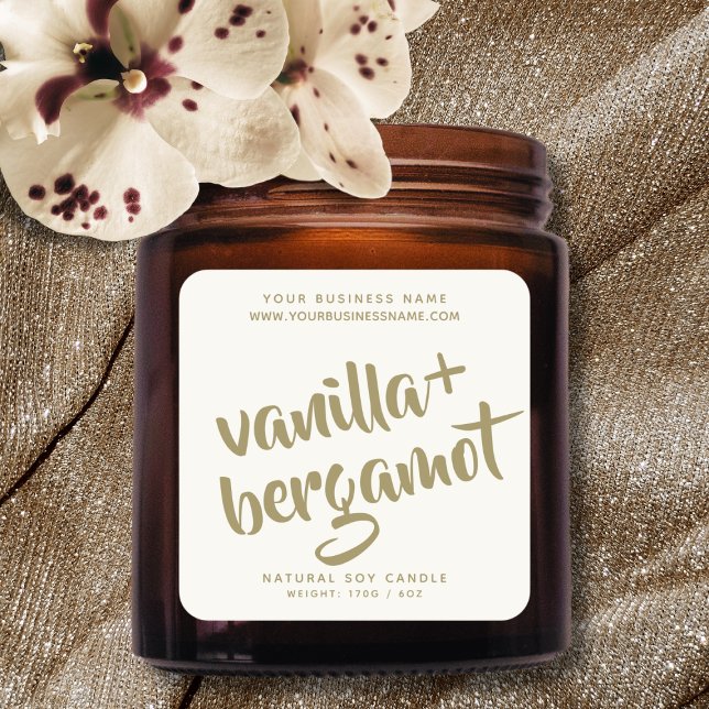 Adesivo Quadrado Rótulo de produto para a vela de marfim moderna (Criador carregado)