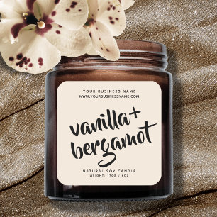 Adesivo Quadrado Rótulo de produto para velas bege moderno