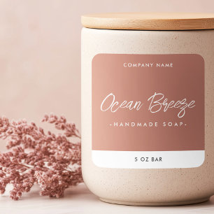 Adesivo Quadrado Rótulo de produto quadrado de terracotta mínimo mo