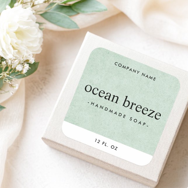 Adesivo Quadrado Rótulo de produto quadrado de textura verde macia (Soft green texture square product label)