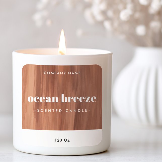 Adesivo Quadrado Rótulo de produto quadrado do Terracotta (Terracotta brown brushstrokes square product label)