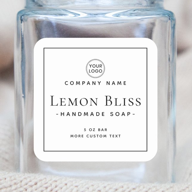 Adesivo Quadrado Rótulo de produto quadrado mínimo elegante (Criador carregado)