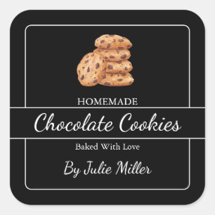 Adesivo Quadrado Rótulo de Quadrado de Cookies Homemados Simples Pr
