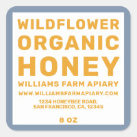 Rótulo de Salto de Mel Moderno Amarelo Azul de Abe