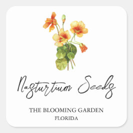 Adesivo Quadrado Rótulo de sementes de nasturtium
