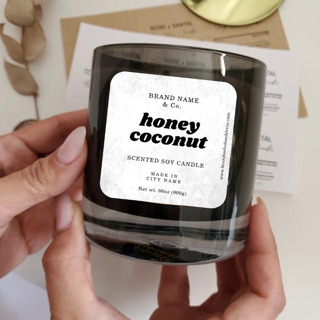 Adesivo Quadrado Rótulo de Textura Branca Moderna (Criador carregado)