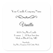 Rótulo de Vela Branca Negra Desabrochar Minialista