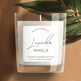 Adesivo Quadrado Rótulo de Vela Branca Simples Moderna e Preta, Min