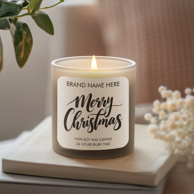 Adesivo Quadrado Rótulo de Vela com Texto Feliz Natal | Rótulos Mod (Criador carregado)