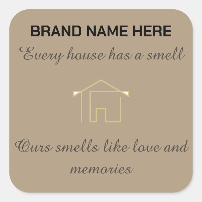 Adesivo Quadrado Rótulo de Vela de Aroma para Lar | Personalize com (Frente)