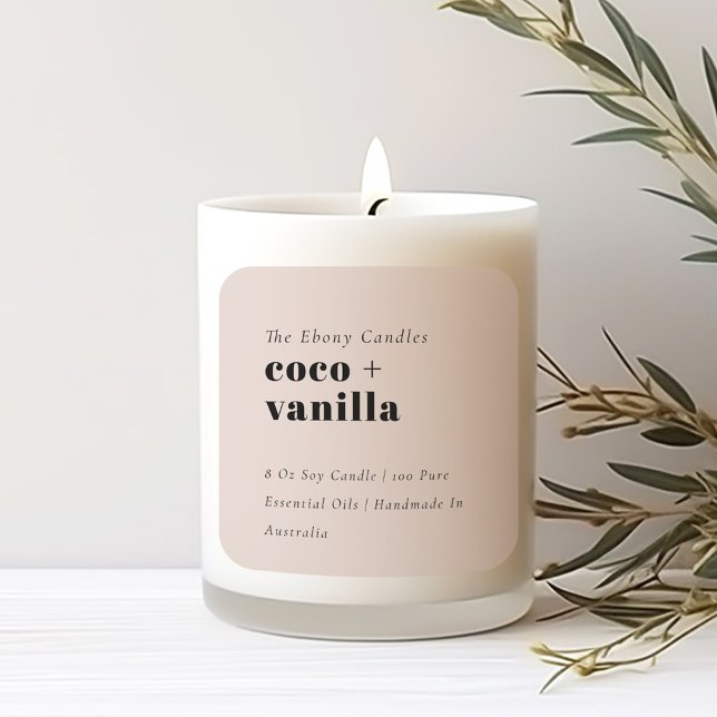 Adesivo Quadrado Rótulo de Vela de Blush Mínimo e Elegante (Criador carregado)