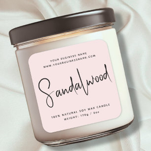 Adesivo Quadrado Rótulo de vela de cosméticos com script moderno