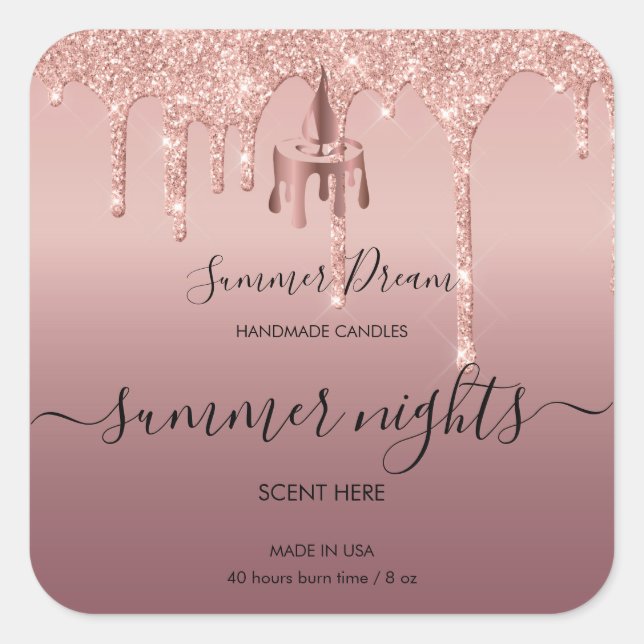 Adesivo Quadrado Rótulo de Vela de Mel Feita à Maneira Moderna (Frente)