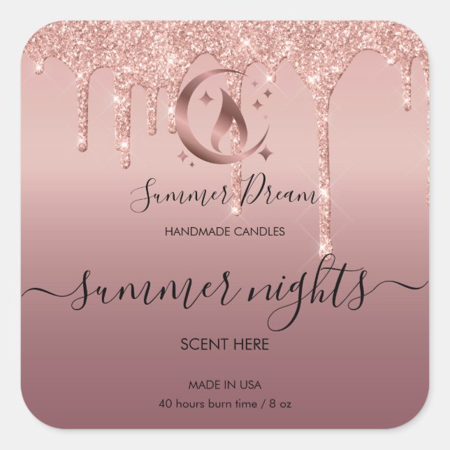 Adesivo Quadrado Rótulo de Vela de Mel Moderna Simples Fabricada à  (Frente)