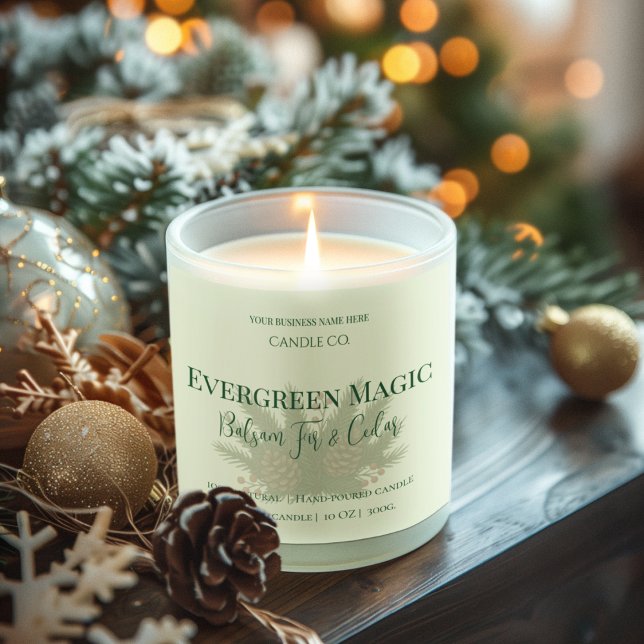 Adesivo Quadrado Rótulo de Vela de Natal Evergreen Magic | Personal (Criador carregado)