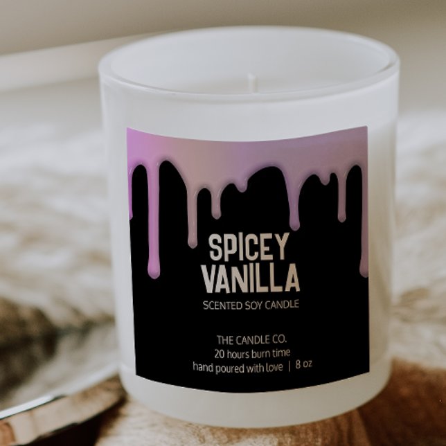 Adesivo Quadrado Rótulo de Vela de Unidades Púrpuras Rosa de Tendên (Criador carregado)