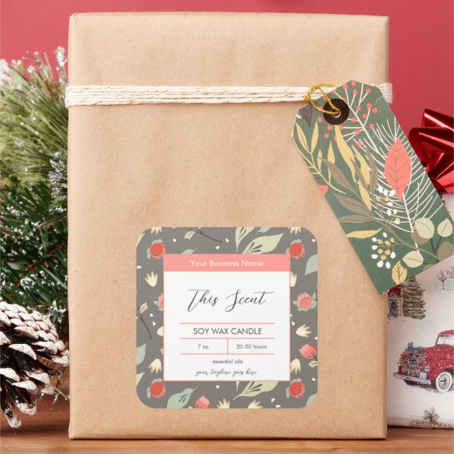 Adesivo Quadrado Rótulo de Vela do Desert Tropical Abstrato deixa a (Feriado)