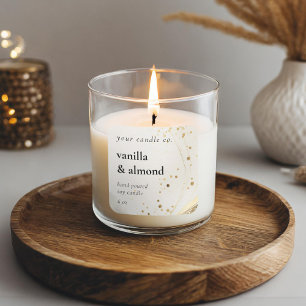 Adesivo Quadrado Rótulo de Vela Dourada do bege minimalista