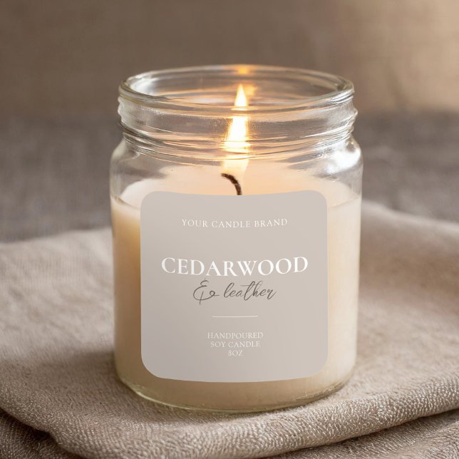 Adesivo Quadrado Rótulo de Vela Elegante Mínimo Moderno (Criador carregado)