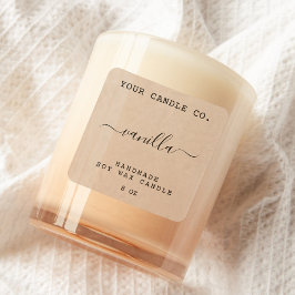 Adesivo Quadrado Rótulo de Vela Minimalista Rustic Kraft