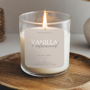 Adesivo Quadrado Rótulo de Vela Moderna do Taupe Minimalista