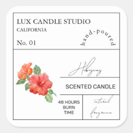 Adesivo Quadrado Rótulo de Vela Perfumada de Hibiscus