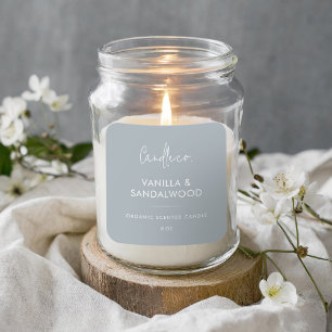 Adesivo Quadrado Rótulo de Vela Personalizada de Azul Dusty Minimal