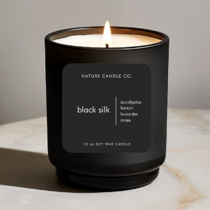 Adesivo Quadrado Rótulo de Vela Personalizado Preto e Branco