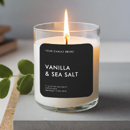 Adesivo Quadrado Rótulo de Vela Preto Minimalista Moderno Simples
