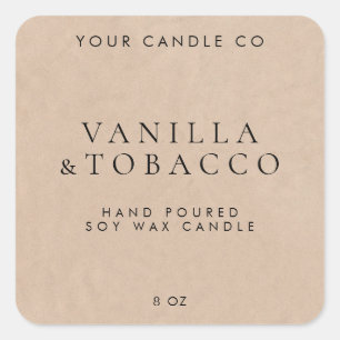 Adesivo Quadrado Rótulo de Velas da Kraft Minimalista Elegante