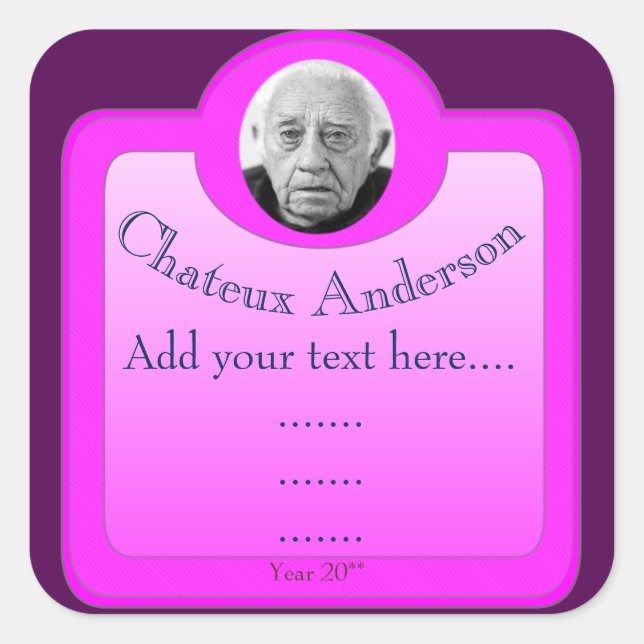 Adesivo Quadrado Rótulo De Vinho Que Pode Ser Totalmente Personaliz (Frente)